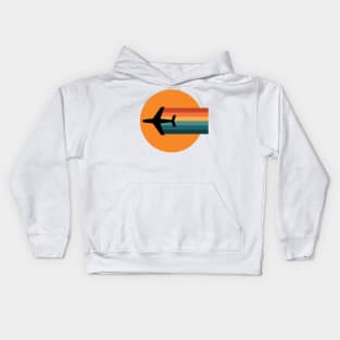 Airplane Rainbow Flight (Retro Color) Kids Hoodie